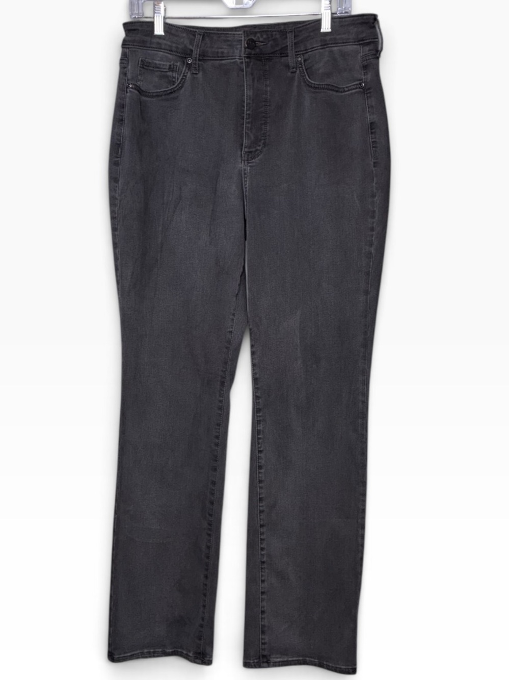 NYDJ Marilyn Straight Black/Gray Wash Stretch Jeans Size 12